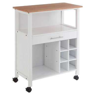 Harlow Bamboo Kitchen Trolley | Rolling Kitchen Island with Drawer & Shelves