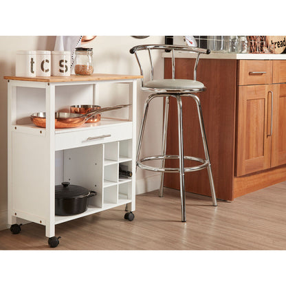 Harlow Bamboo Kitchen Trolley | Rolling Kitchen Island with Drawer & Shelves