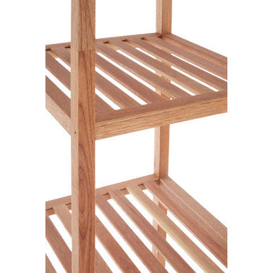ARLA 4 Tier Walnut Bathroom Shelf Unit | Solid Wood Freestanding Storage Rack