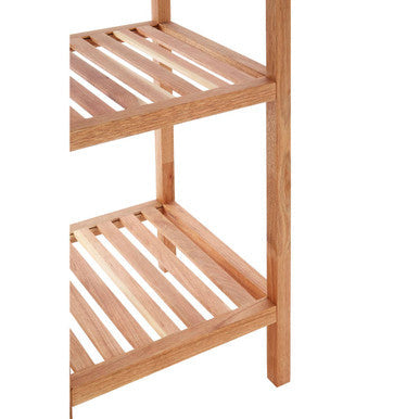 ARLA 4 Tier Walnut Bathroom Shelf Unit | Solid Wood Freestanding Storage Rack
