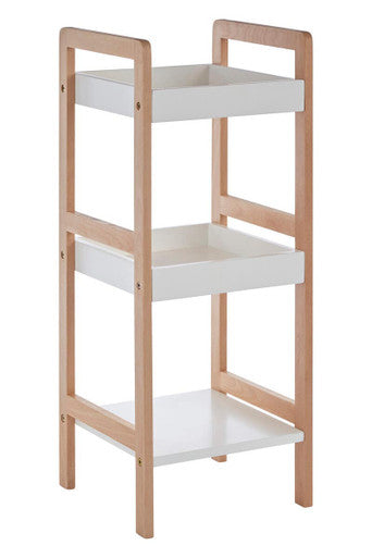 ARLA 3 Tier Bathroom Shelf Unit | Freestanding Bathroom Storage Shelf with Birchwood Frame