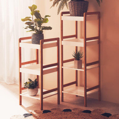 ARLA 3 Tier Bathroom Shelf Unit | Freestanding Bathroom Storage Shelf with Birchwood Frame