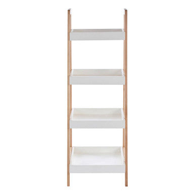 ARLA 4 Tier Birch Wood Bathroom Shelf Unit | Freestanding Bathroom Storage Shelf