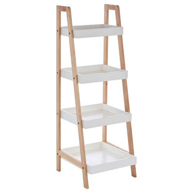ARLA 4 Tier Birch Wood Bathroom Shelf Unit | Freestanding Bathroom Storage Shelf