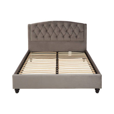 Orsina Josephine Steel Shade Double Bed with sleek metal frame and modern design, shown in a contemporary bedroom setting.