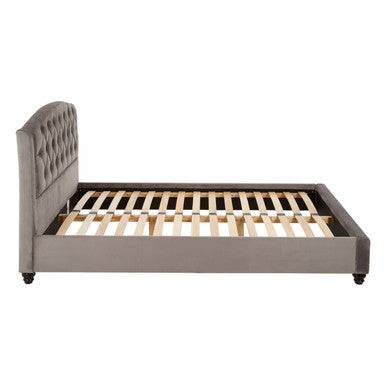 Orsina Josephine Steel Shade Double Bed with sleek metal frame and modern design, shown in a stylish bedroom setting.