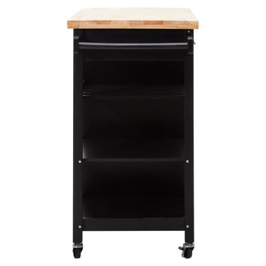 Frankfurt Black Kitchen Trolley | Rolling Kitchen Island with Drawer & Cabinet