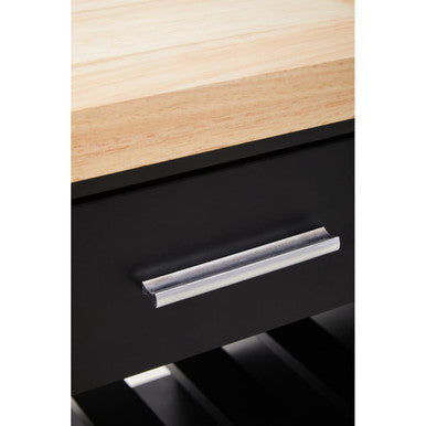 Frankfurt Black Kitchen Trolley | Rolling Kitchen Island with Drawer & Cabinet