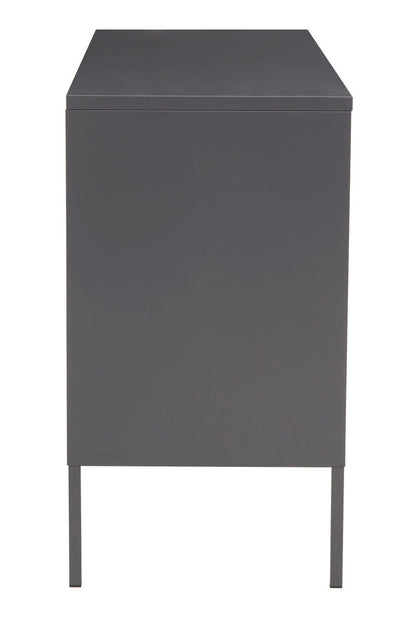 Acier Grey Metal 3 Door Sideboard with Glass Doors