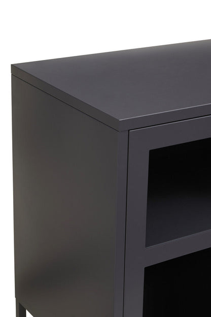 Acier Grey Metal 3 Door Sideboard with Glass Doors