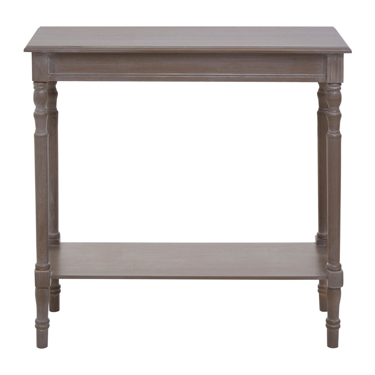 Natural pine wood console table with lower storage shelf from Orsina, showcasing its sleek design and smooth finish.