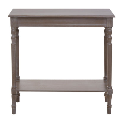 Natural pine wood console table with lower storage shelf from Orsina, showcasing its sleek design and smooth finish.