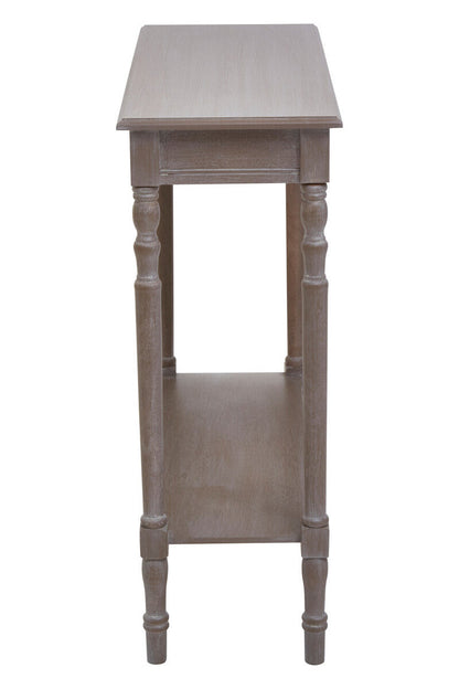 Orsina natural pine wood console table with lower storage shelf, stylish and functional entryway or living room furniture.