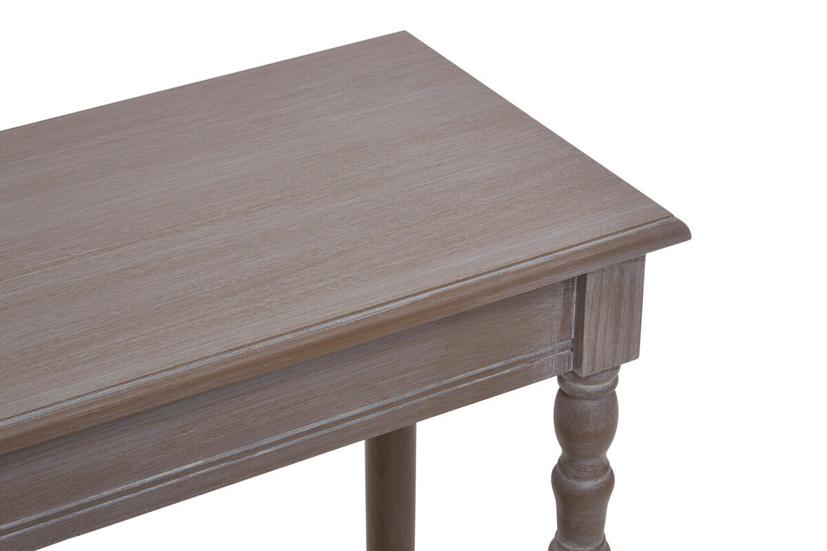 Orsina Heritage natural pine wood console table with lower storage shelf, modern design for entryway or living room decor.