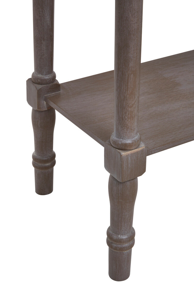 Orsina Heritage natural pine wood console table with lower storage shelf, ideal for entryways or living rooms.