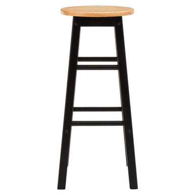 Chester Black & Natural Wood Bar Stool | Kitchen Island Stool with Footrest