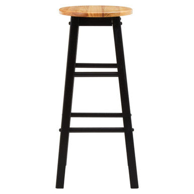 Chester Black & Natural Wood Bar Stool | Kitchen Island Stool with Footrest