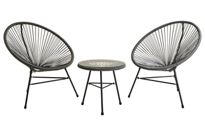 Orsina Miami Grey 3-piece rattan patio set with cushioned seats, ideal for conservatory or outdoor seating areas.