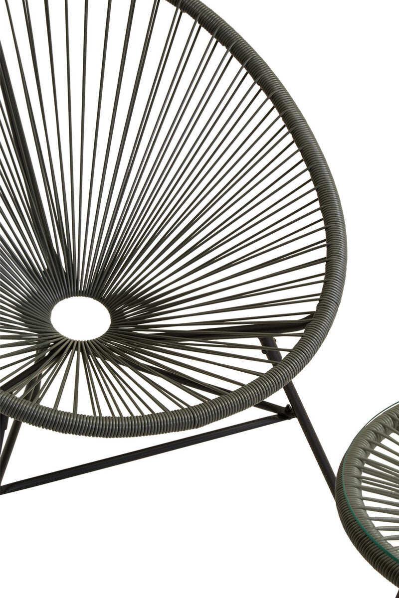 Orsina Miami Grey 3-piece rattan patio set with outdoor seating, including chairs and a table, ideal for conservatory or garden use.