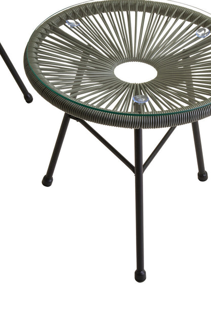 Orsina Miami Grey 3-piece rattan patio set with cushioned seats for conservatory or outdoor seating.