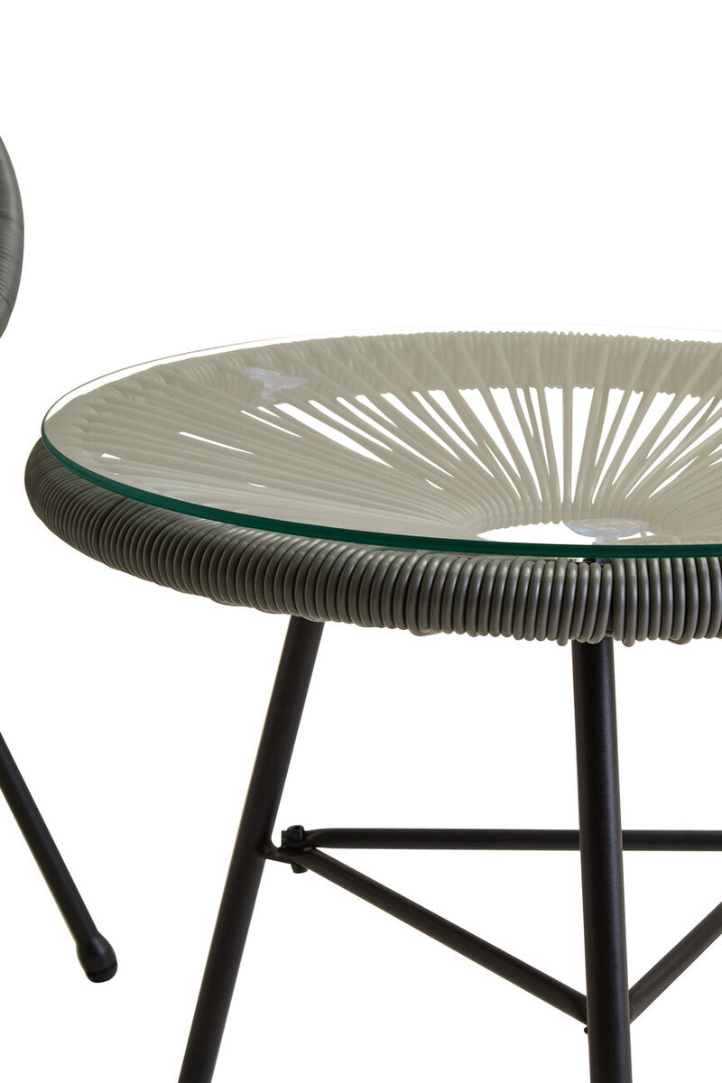 Orsina Miami Grey 3-piece rattan patio set with cushioned seats for conservatory or outdoor seating area.