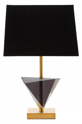 Smoked Crystal Table Lamp with Gold Metal | Halina