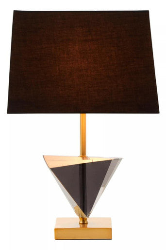 Smoked Crystal Table Lamp with Gold Metal | Halina