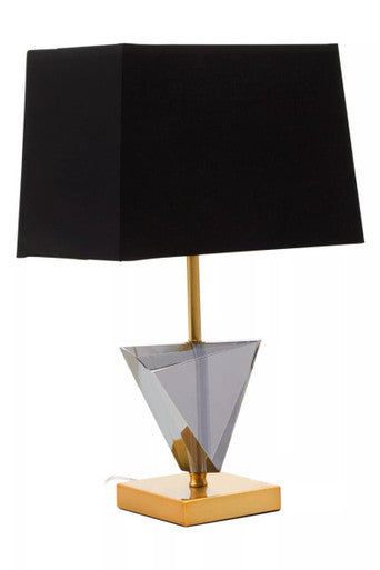 Smoked Crystal Table Lamp with Gold Metal | Halina