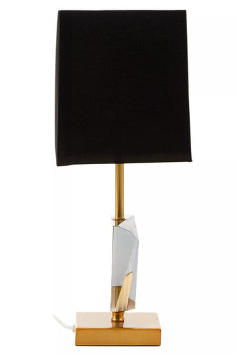 Smoked Crystal Table Lamp with Gold Metal | Halina