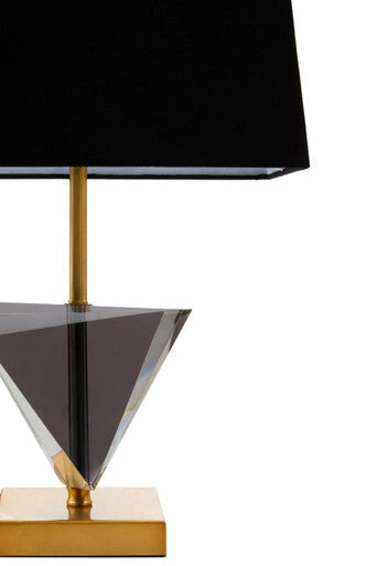 Smoked Crystal Table Lamp with Gold Metal | Halina