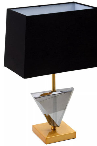 Smoked Crystal Table Lamp with Gold Metal | Halina