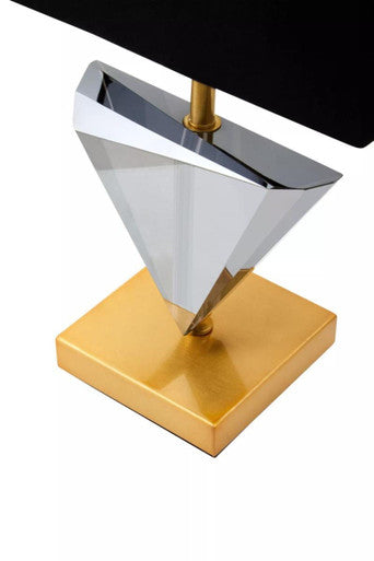 Smoked Crystal Table Lamp with Gold Metal | Halina