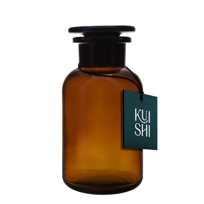 Amber glass apothecary jar for bathroom decor, 250ml size, stylish storage container from Kuishi with a classic design.