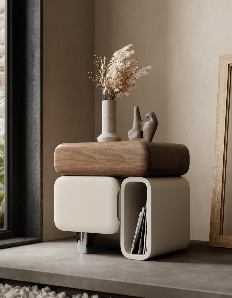 Modern DC Concept Violeta bedside table with sleek solid wood design, ideal for contemporary bedroom decor.