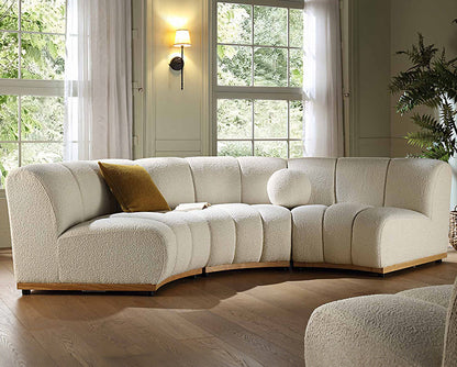 Zafar Modular Sofa, Armless Curved Sofa, White Boucle
