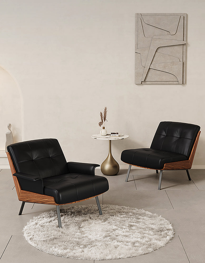 DC Concept Vasilev leather lounge armchair without armrests, modern and stylish leather seating for living rooms.