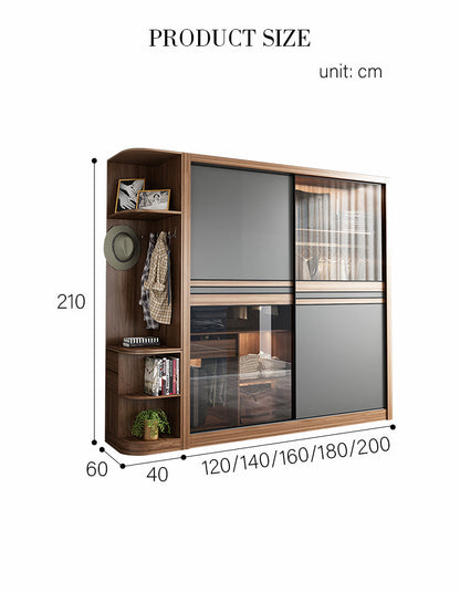 DC Concept Ueda double sliding door wardrobe with integrated lights, wooden finish and modern design for bedroom storage.
