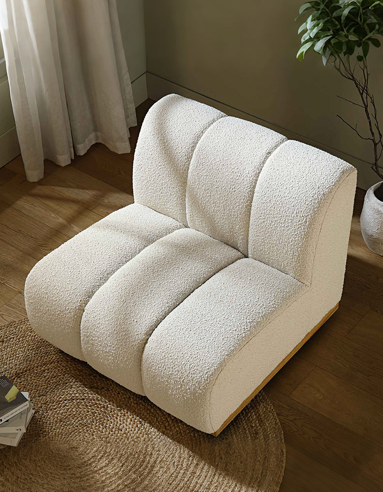 Yilmaz Modular Sofa, Armless Sofa, White Boucle