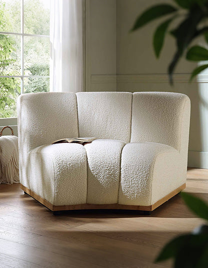 Zafar Modular Sofa, Armless Curved Sofa, White Boucle