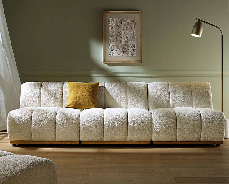 Yilmaz Modular Sofa, Armless Sofa, White Boucle