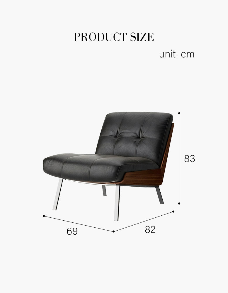 Leather lounge armchair by DC Concept featuring a modern design, without armrests, showcasing its plush seat and sleek structure.