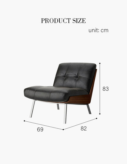 Leather lounge armchair by DC Concept featuring a modern design, without armrests, showcasing its plush seat and sleek structure.