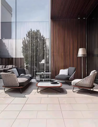 DC Concept Zarina outdoor sofa set with garden armchair, featuring stylish cushions and durable weather-resistant design.