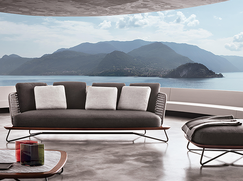 DC Concept Zarina outdoor sofa set with garden armchair, featuring weather-resistant cushions and modern garden furniture design.