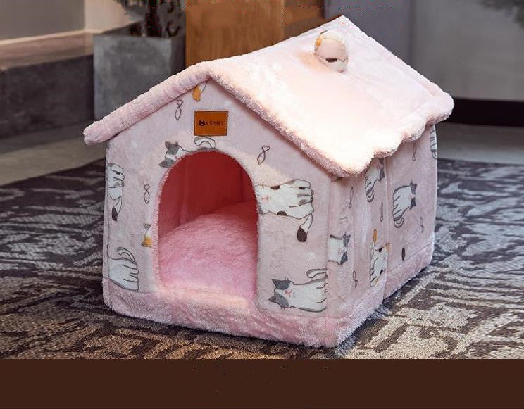 Foldable Cave Pet Bed for Dogs & Cats | Warm Enclosed Pet House