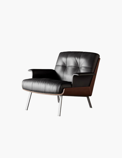 DC Concept Vasilev leather lounge armchair with a sleek, modern design and no armrests, shown in a stylish living room setting