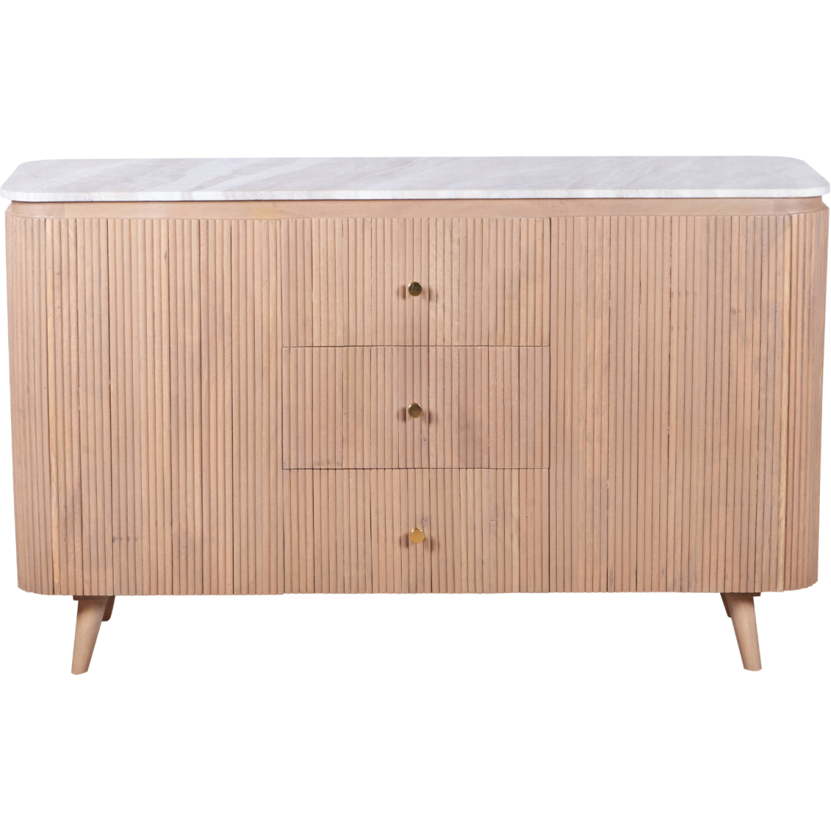 Ashford Natural Marble & Wood Extra Large Sideboard | 3 Drawers & 2 Doors