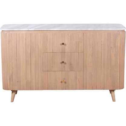 Ashford Natural Marble & Wood Extra Large Sideboard | 3 Drawers & 2 Doors