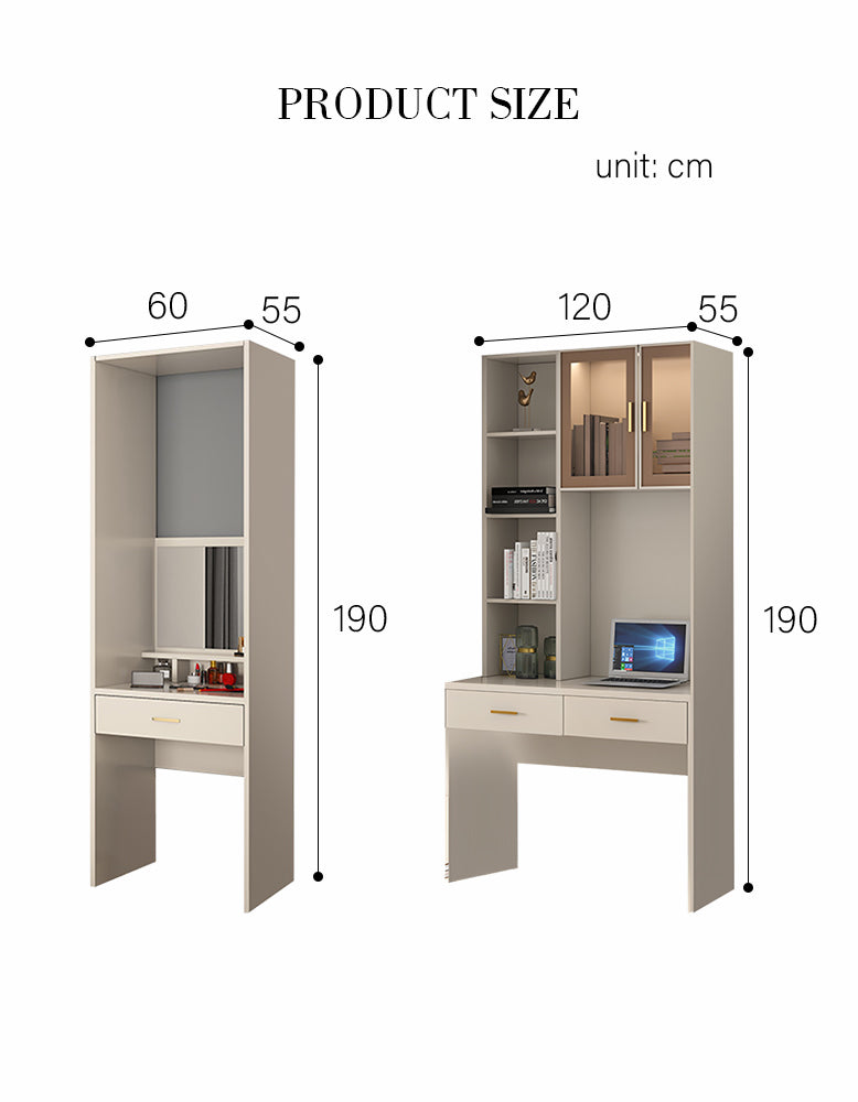 DC Concept Varela glass door wardrobe with built-in lights, available in multiple sizes, featuring sleek corner design and transparent doors.