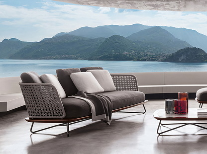 DC Concept Zarina outdoor sofa set with garden armchair, featuring cushioned seating and stylish outdoor furniture design.